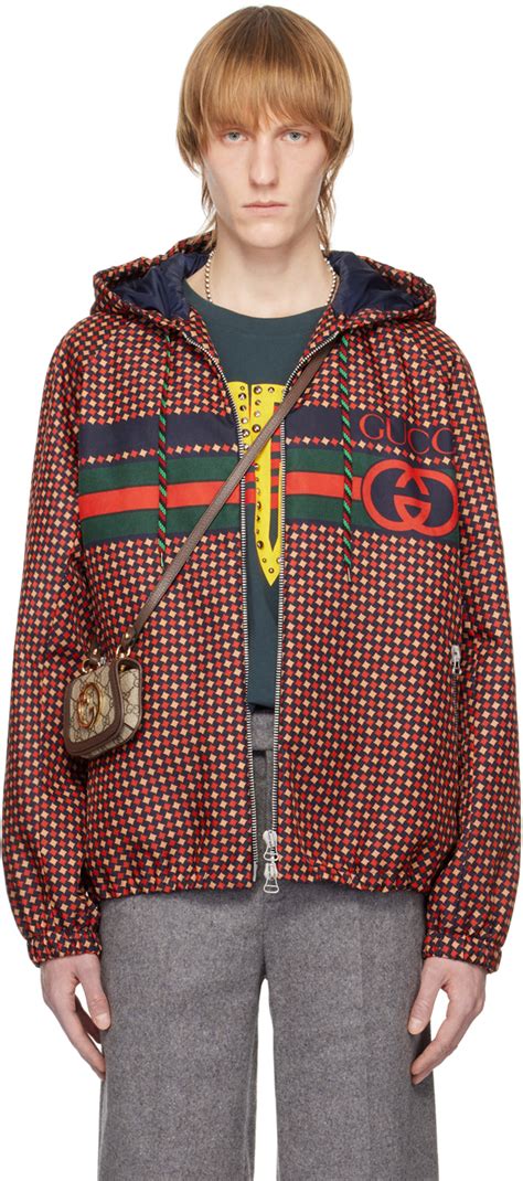 gucci line red jacket|men's navy gucci jacket.